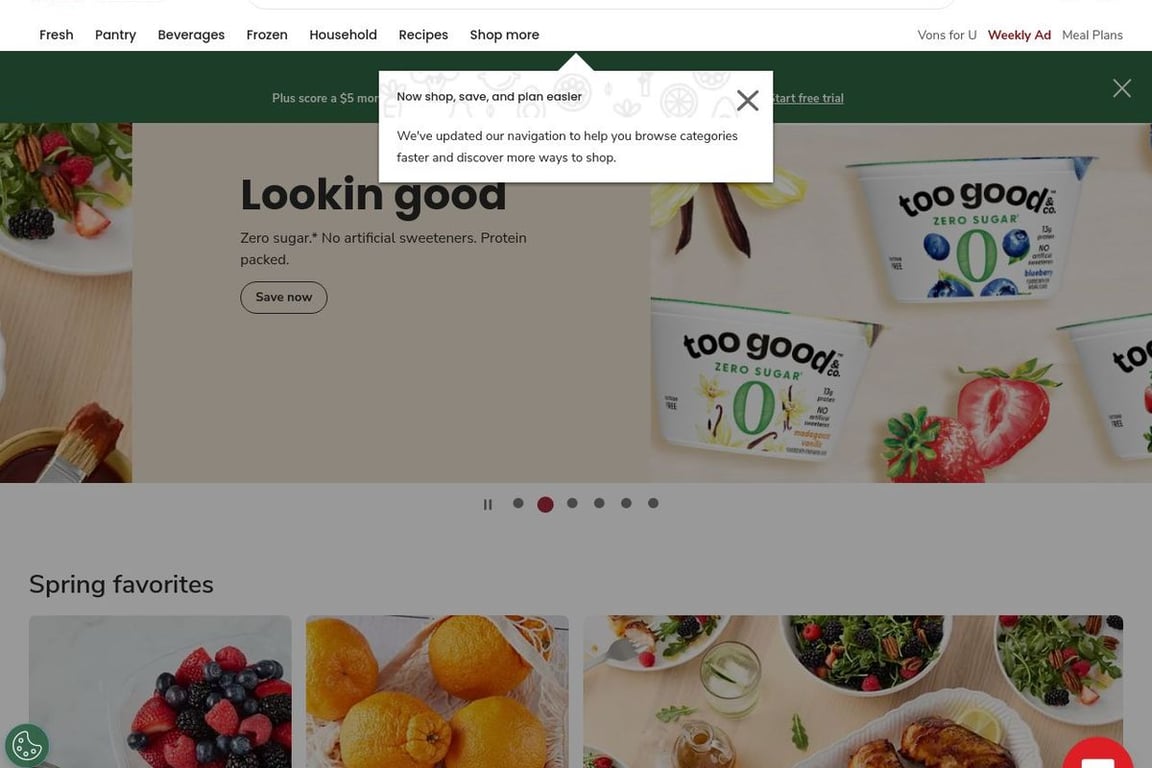 Vons.com homepage