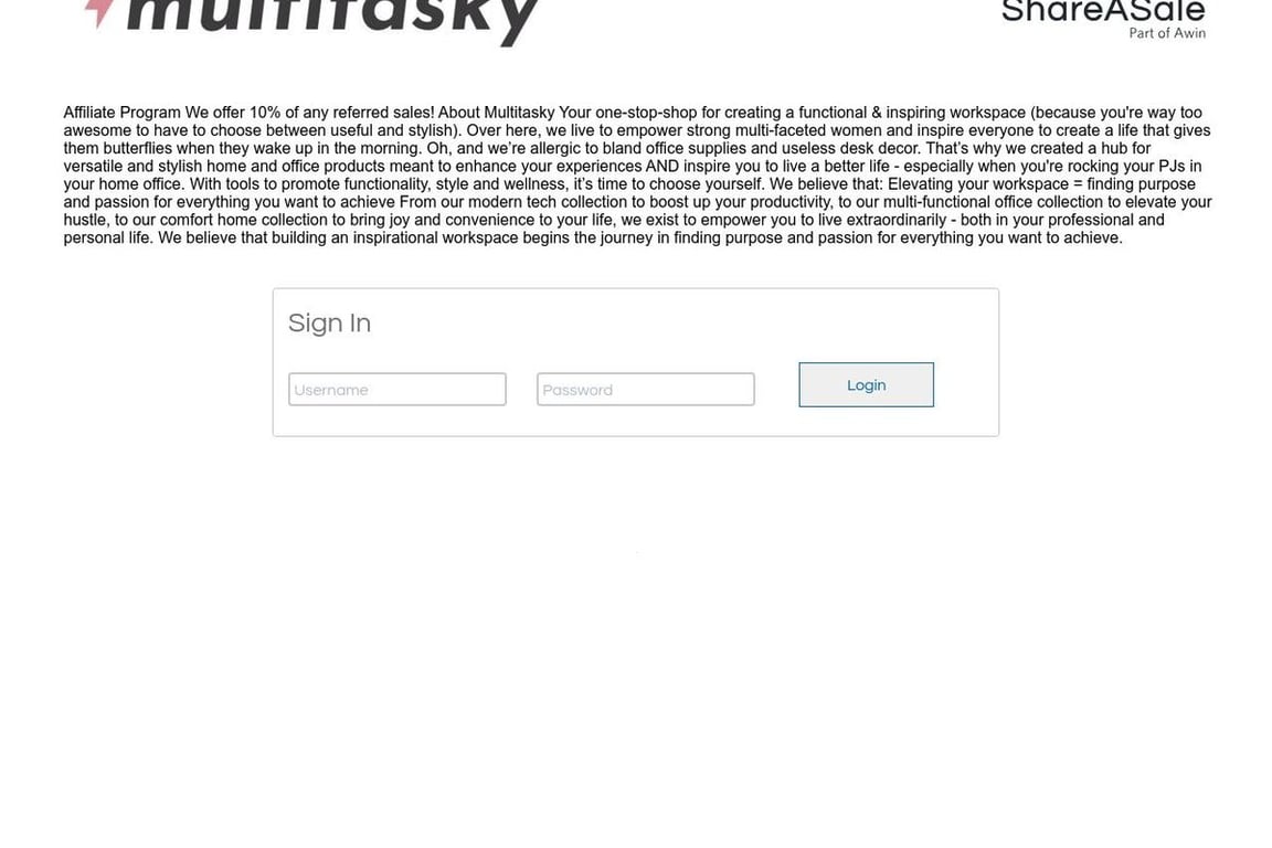 Multitasky affiliate program signup page