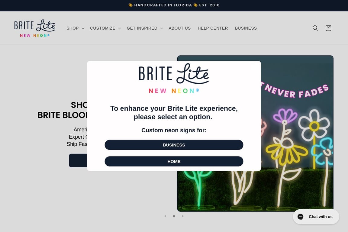 Brite Lite New Neon homepage