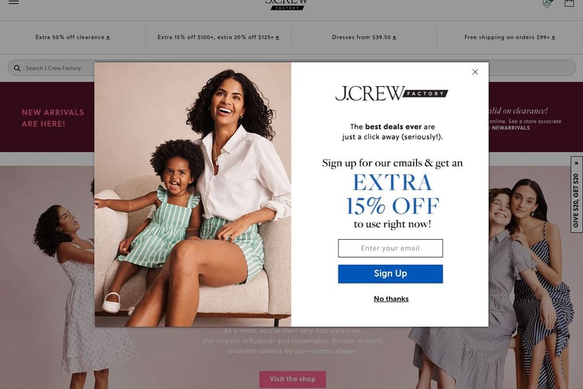 J.Crew Factory homepage
