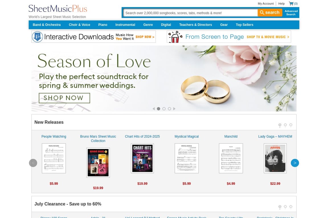 Sheet Music Plus homepage