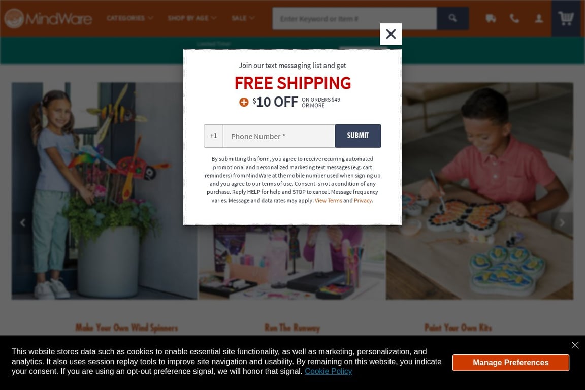 Mindware.com homepage