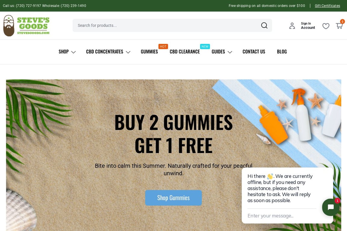 Steve’s Goods homepage