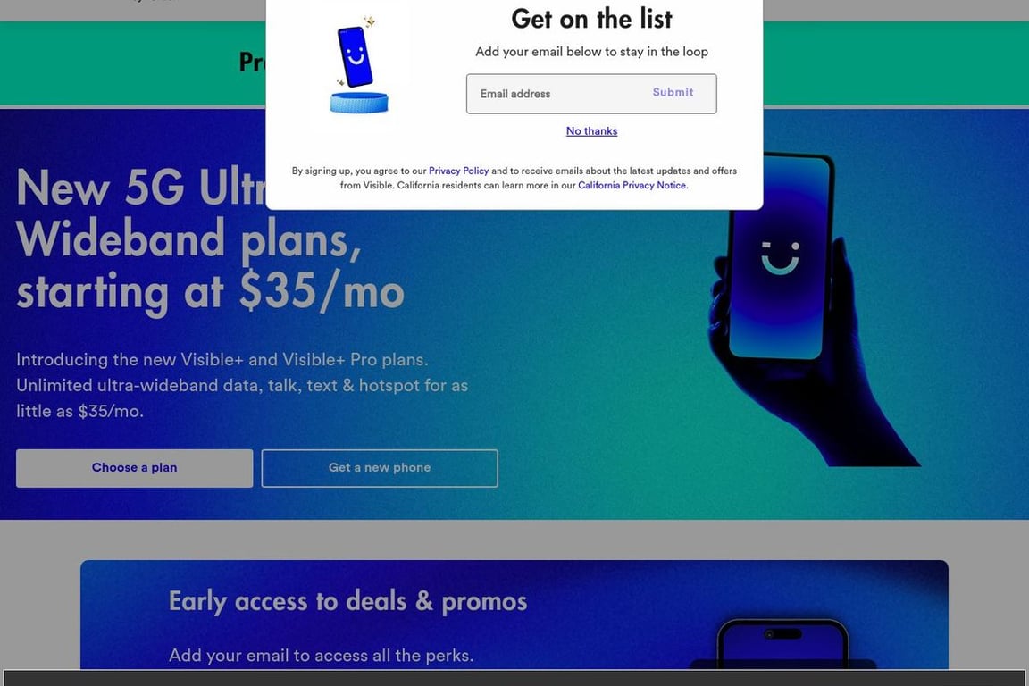 Visible homepage