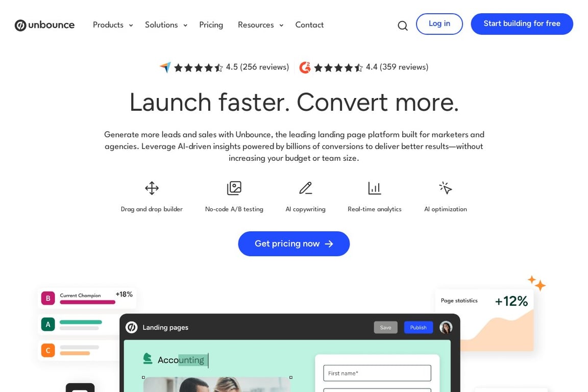 Unbounce homepage