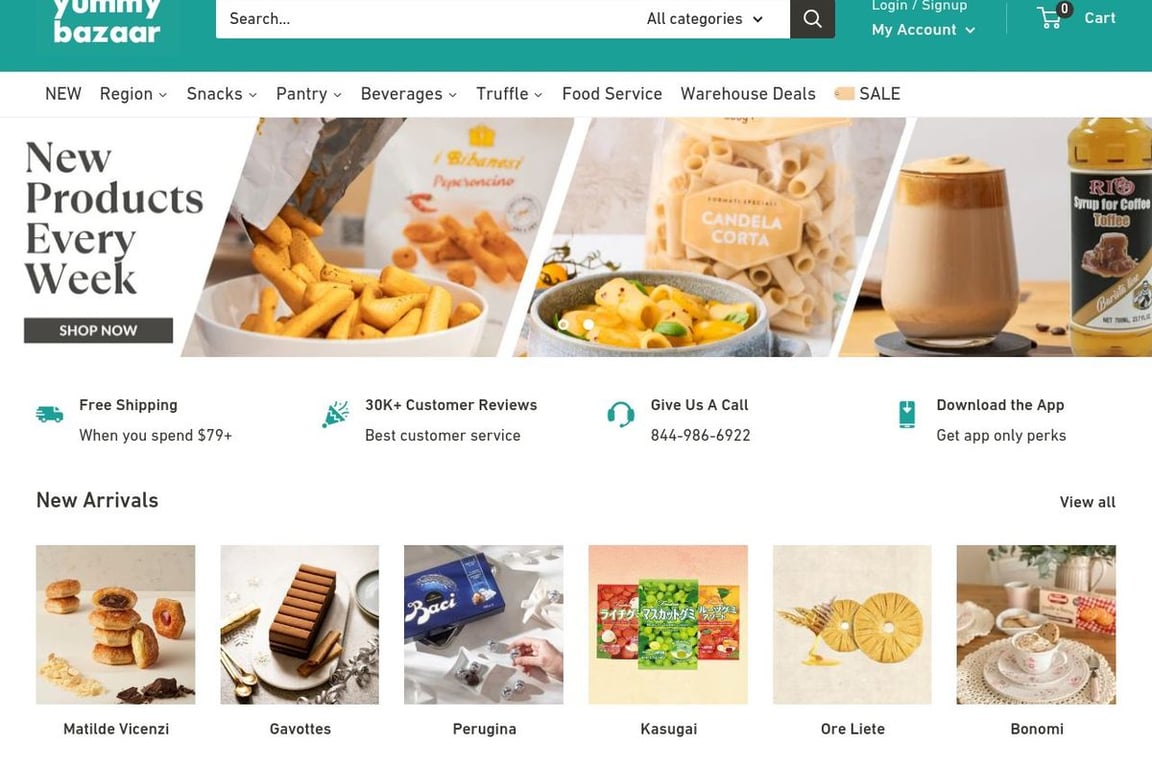 Yummy Bazaar homepage