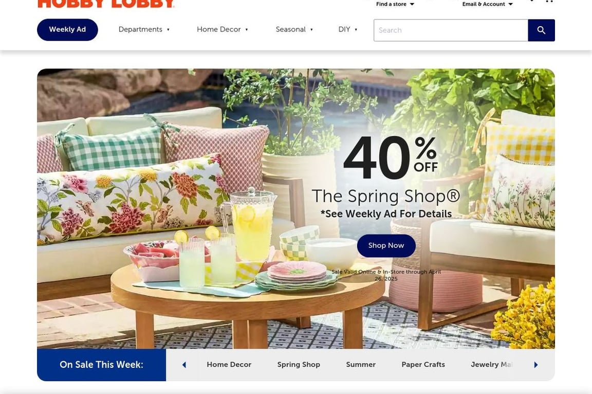 Hobby Lobby homepage