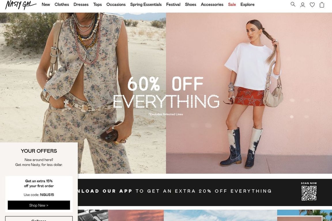 Nasty Gal UK homepage