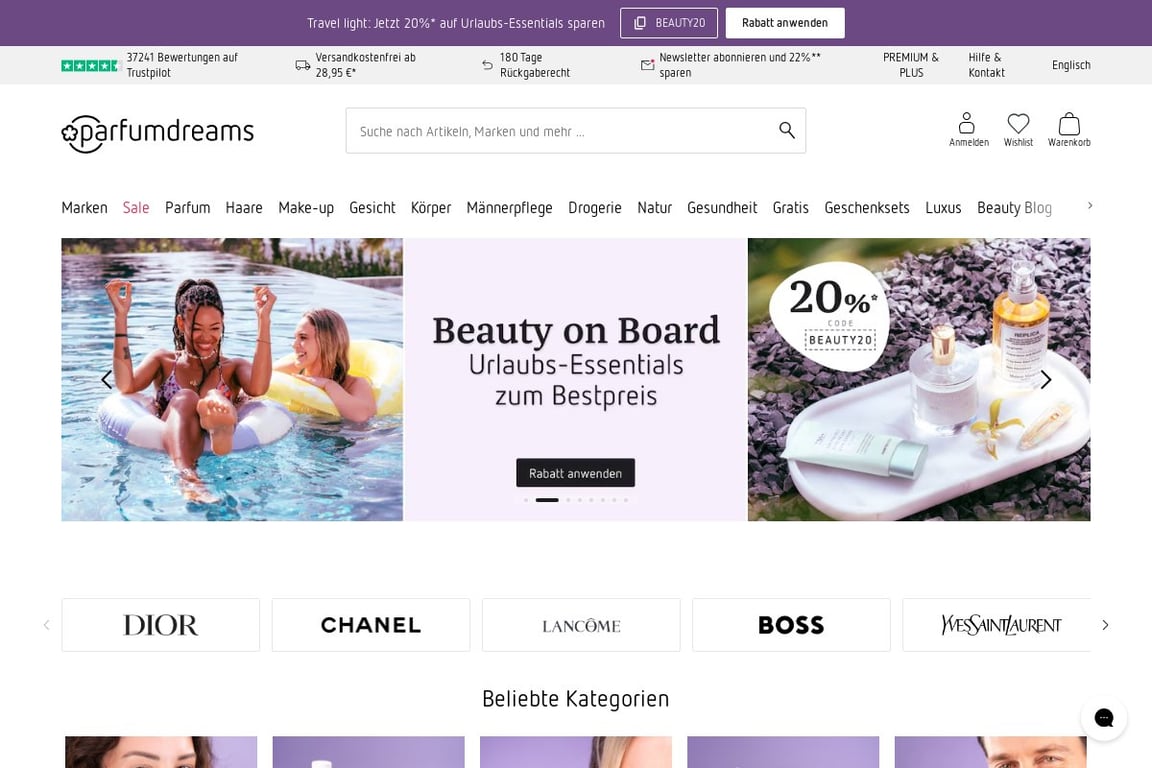 Parfumdreams Global homepage