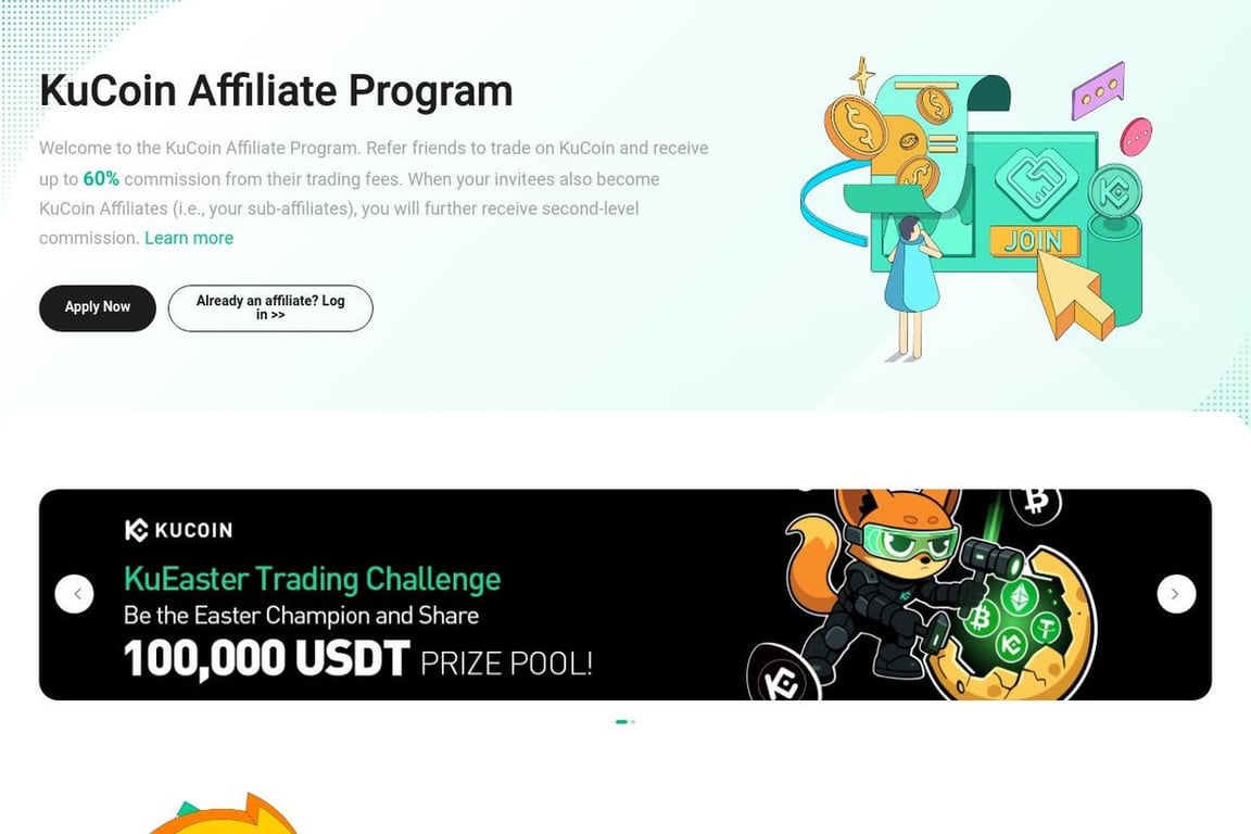 KuCoin affiliate program signup page