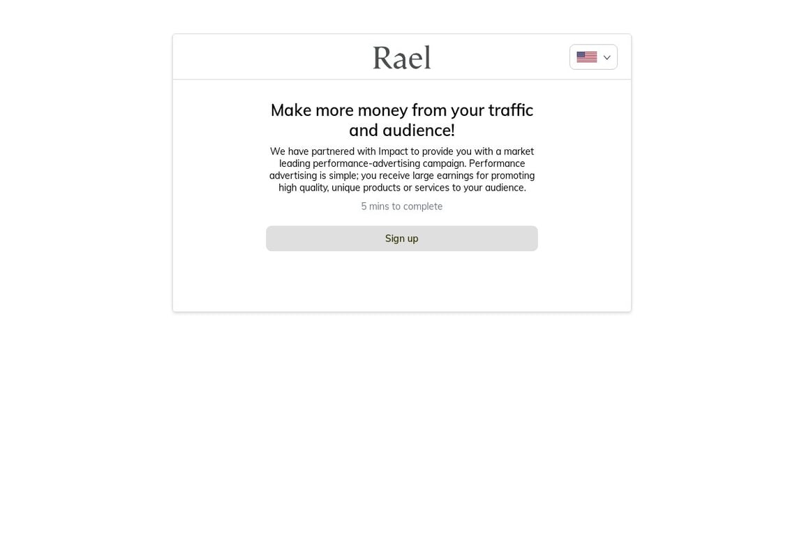 Rael affiliate program signup page