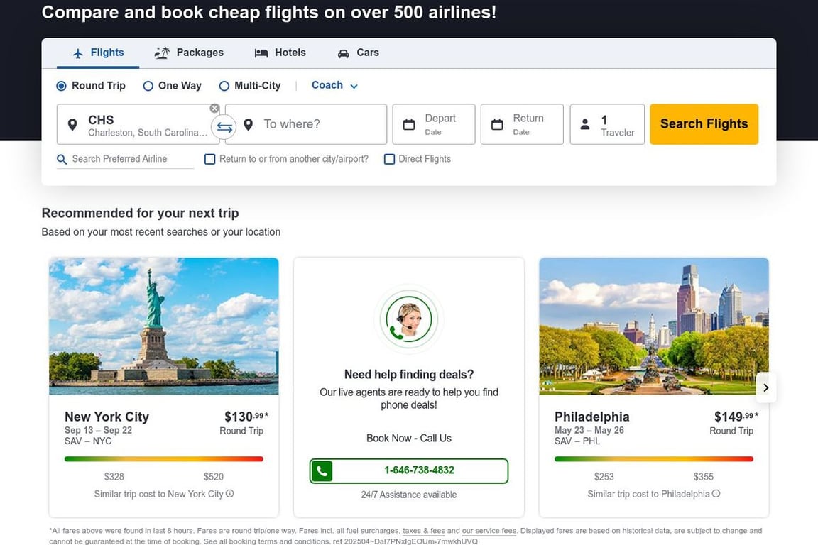 OneTravel homepage