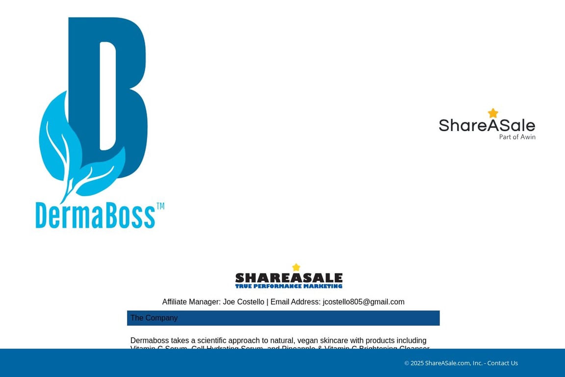 Dermaboss affiliate program signup page