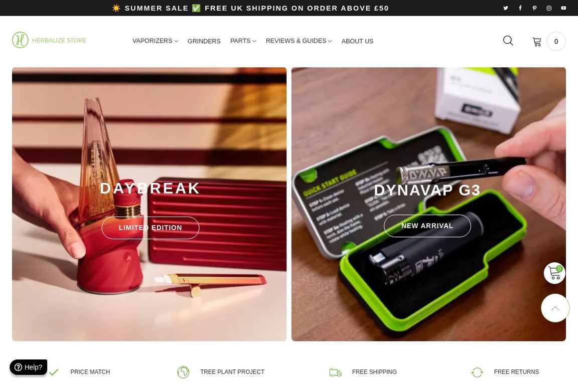 Herbalize Store homepage