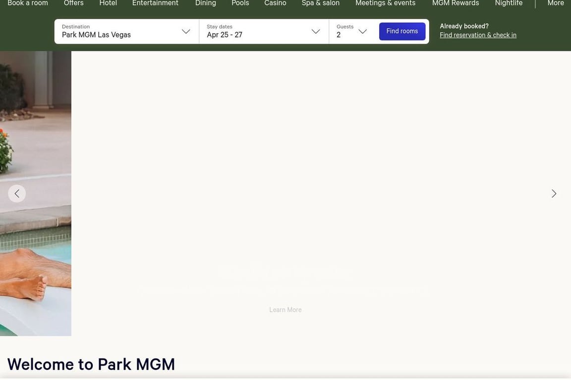 Park MGM homepage