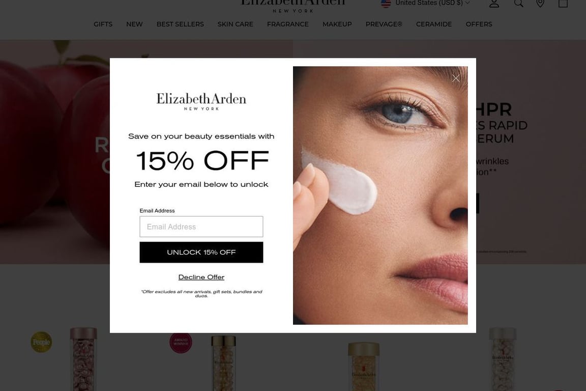 Elizabeth Arden homepage