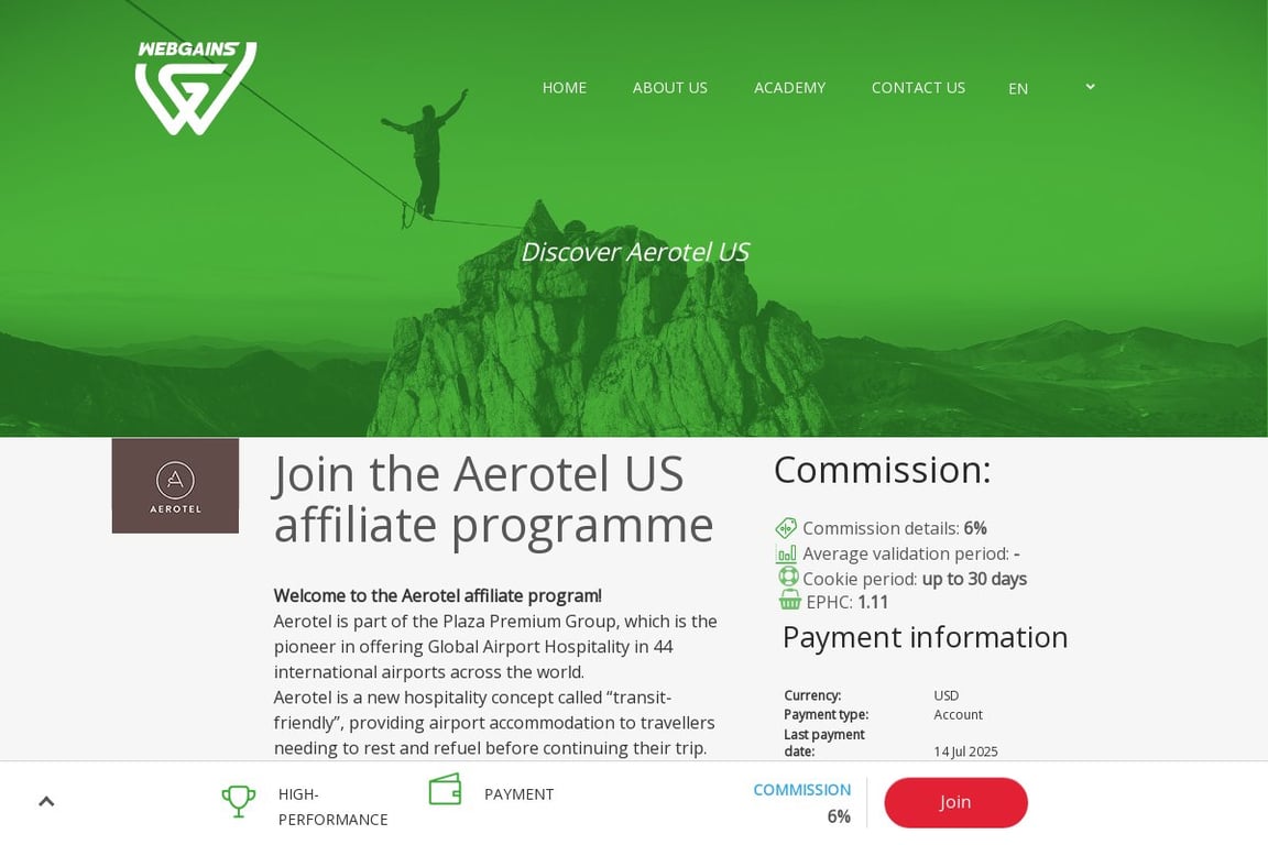 Aerotel US affiliate program signup page