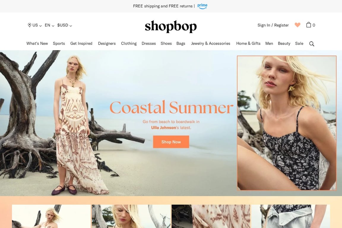 Shopbop homepage