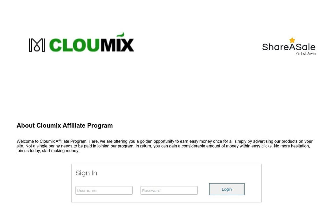 Cloumix affiliate program signup page