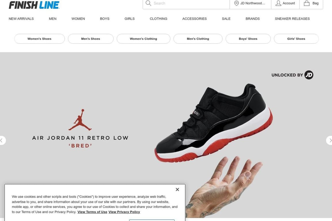 Finish Line homepage