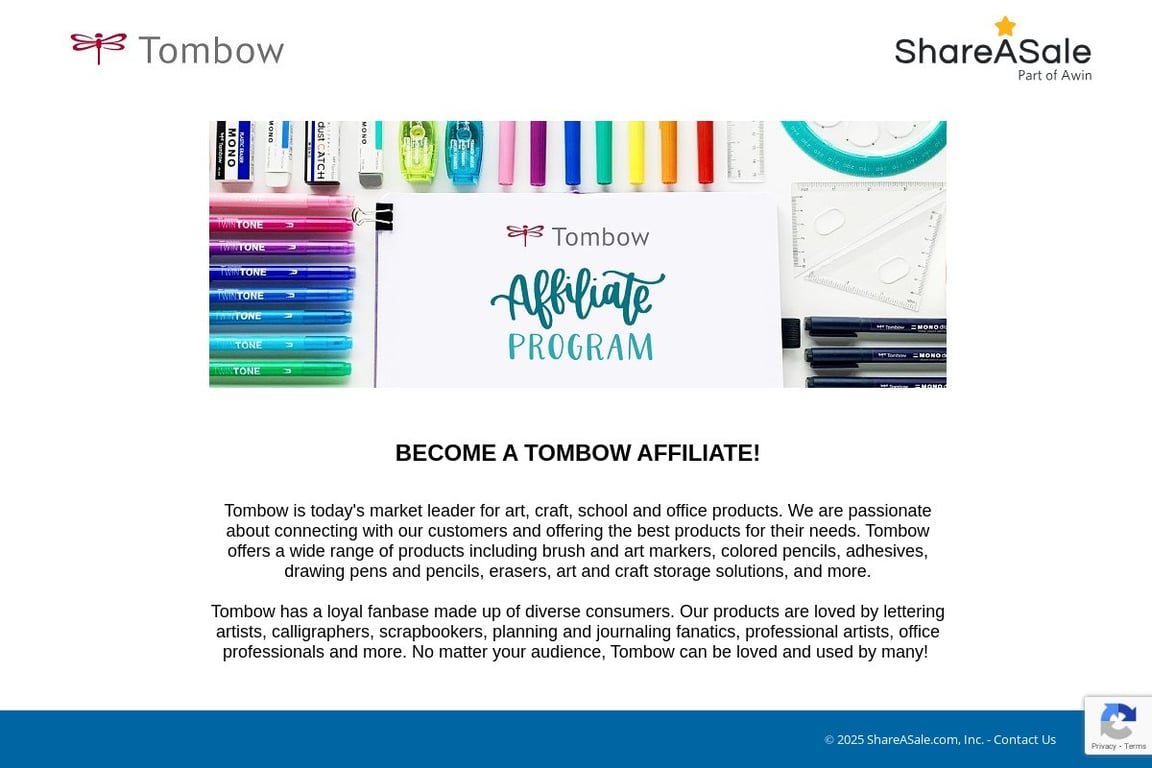 Tombow affiliate program signup page