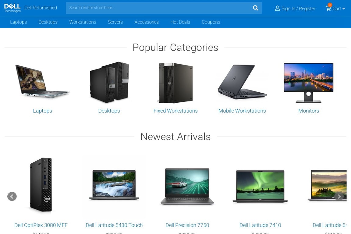 Dell Refurbished Computers homepage