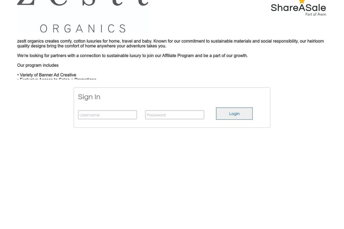 Zestt organics affiliate program signup page