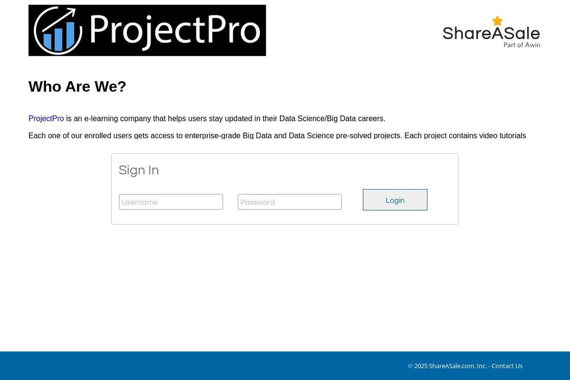 ProjectPro affiliate program signup page