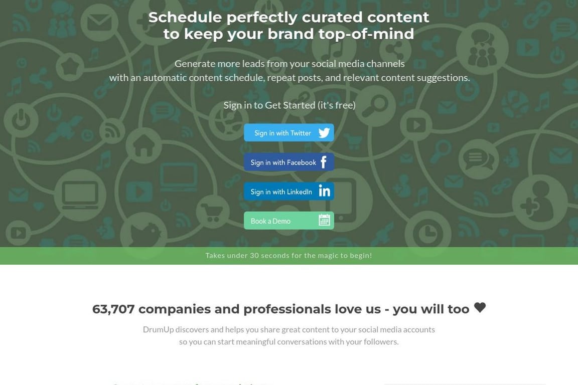 DrumUp homepage