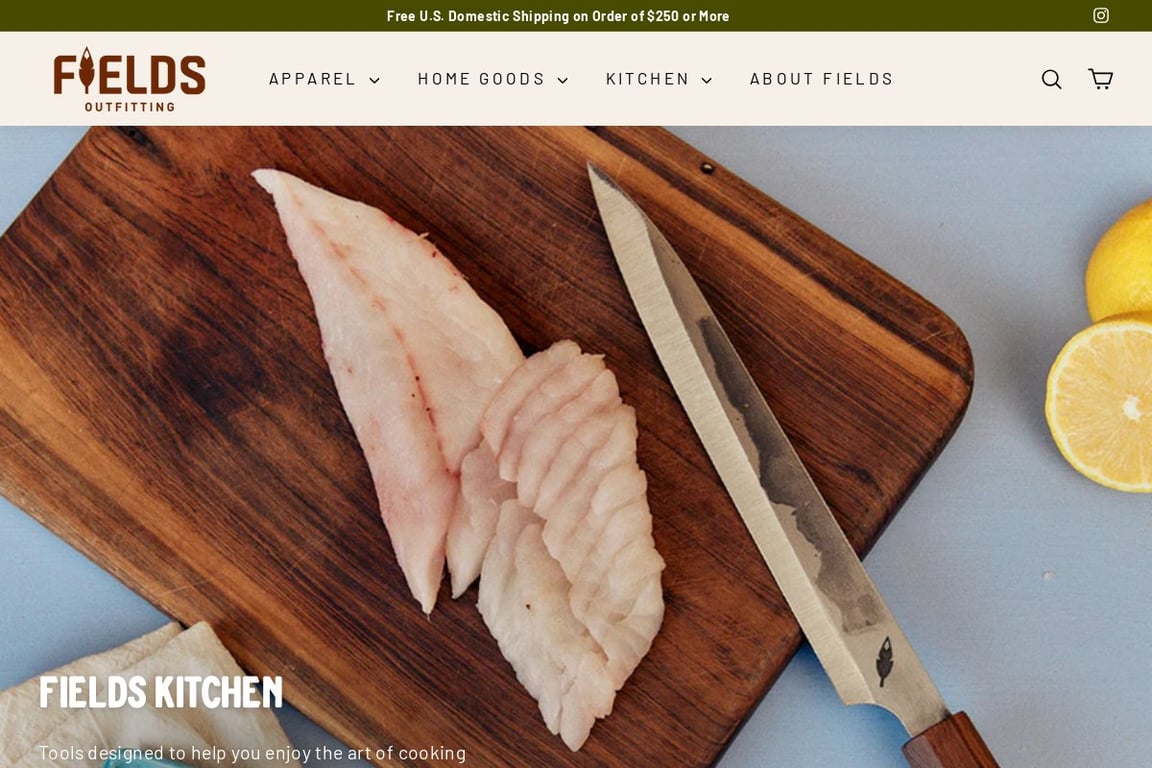 Fields Outfitting homepage