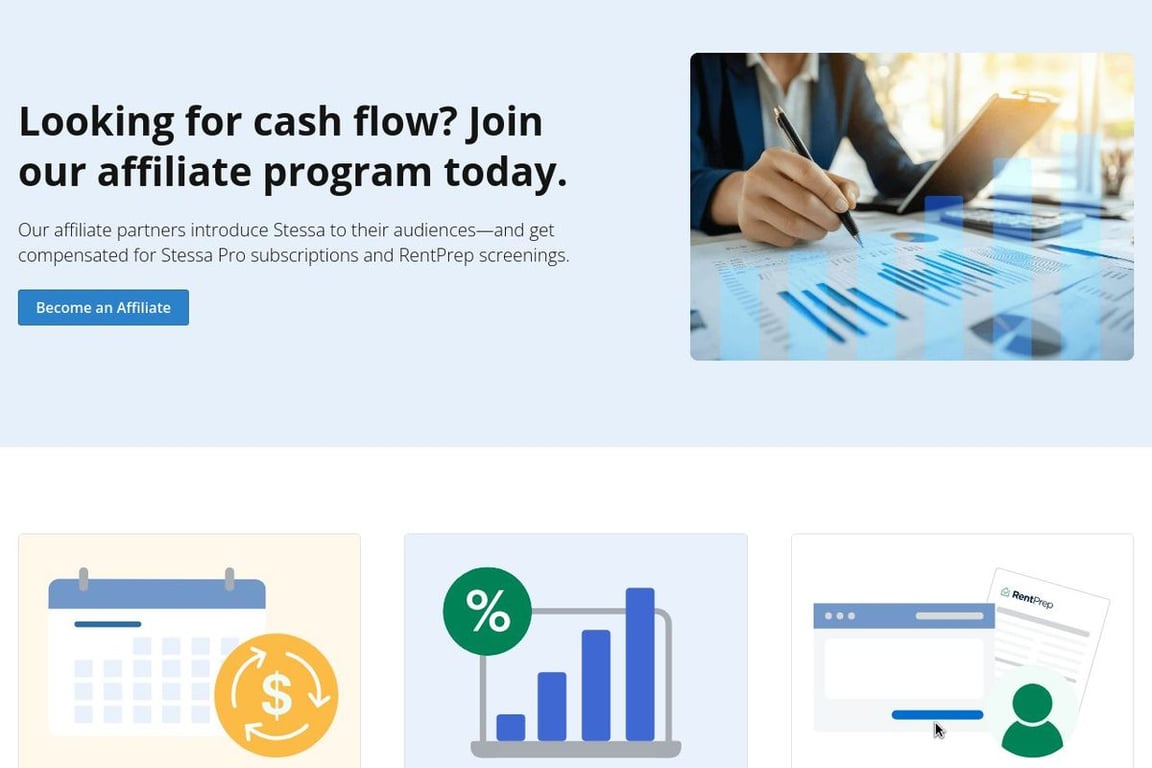 Stessa affiliate program signup page