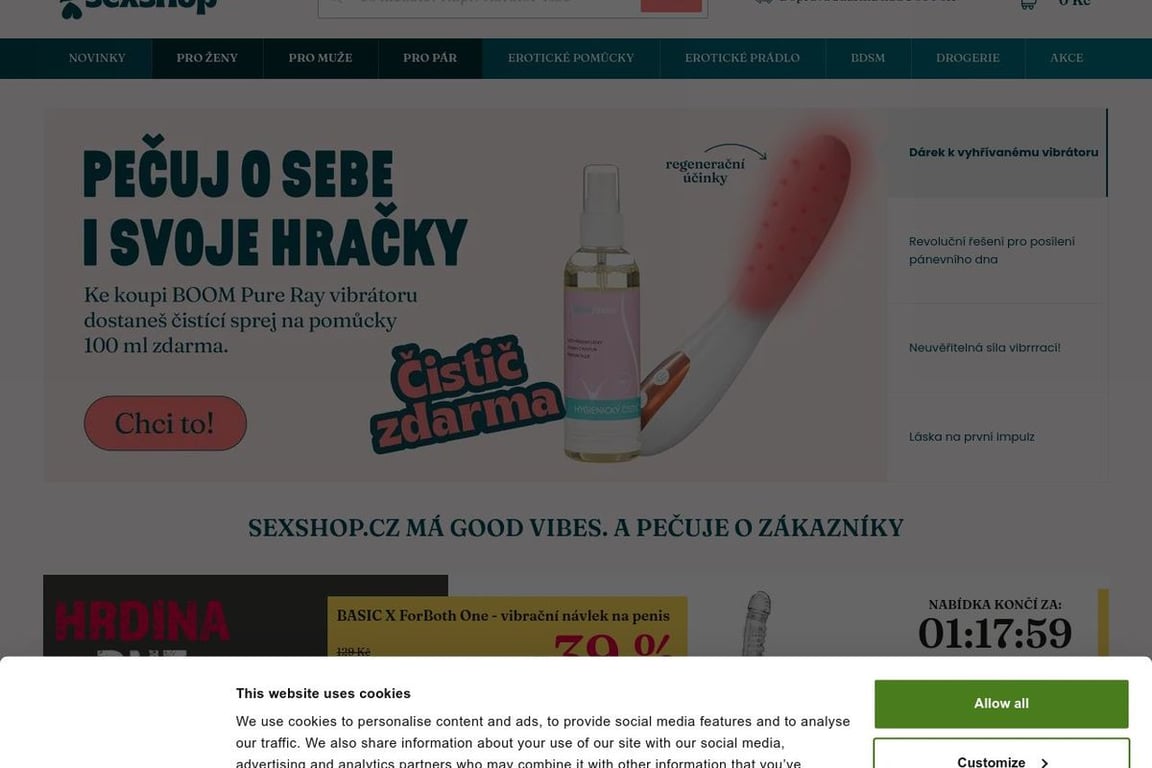 Sexshop homepage