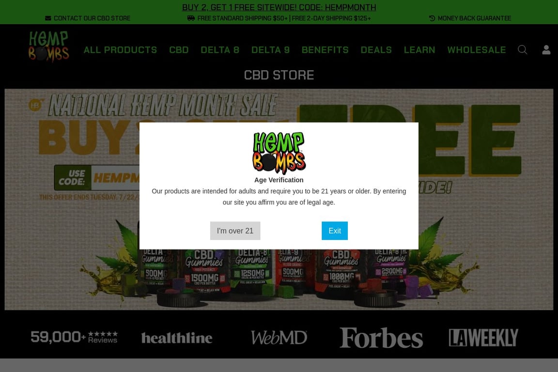 Hemp Bombs homepage