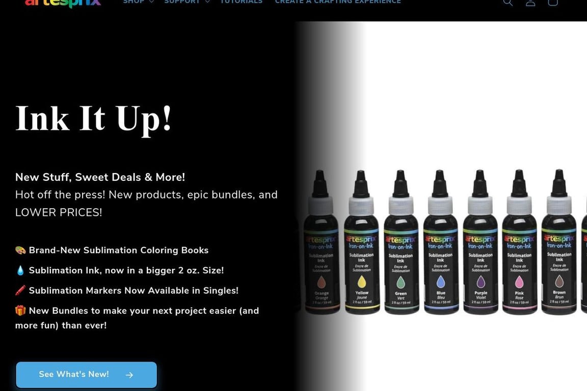 Artesprix Iron-on-Ink homepage