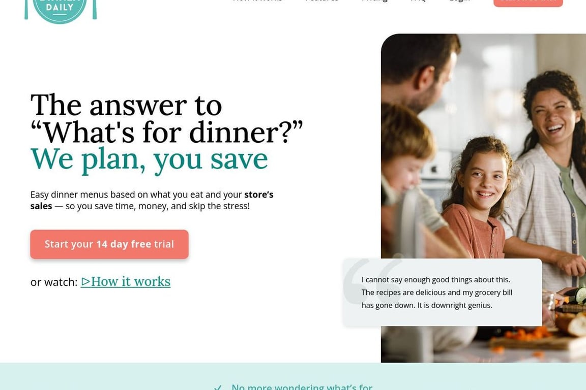 The Dinner Daily homepage