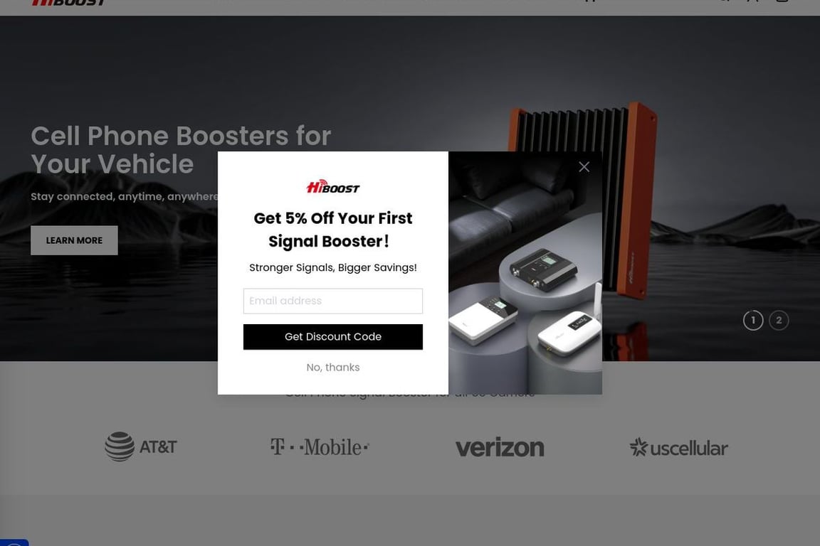Hiboost homepage