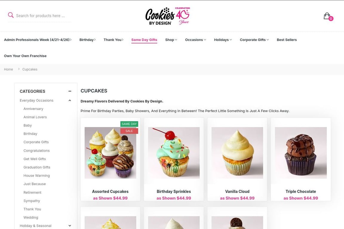 Cupcake by Design homepage