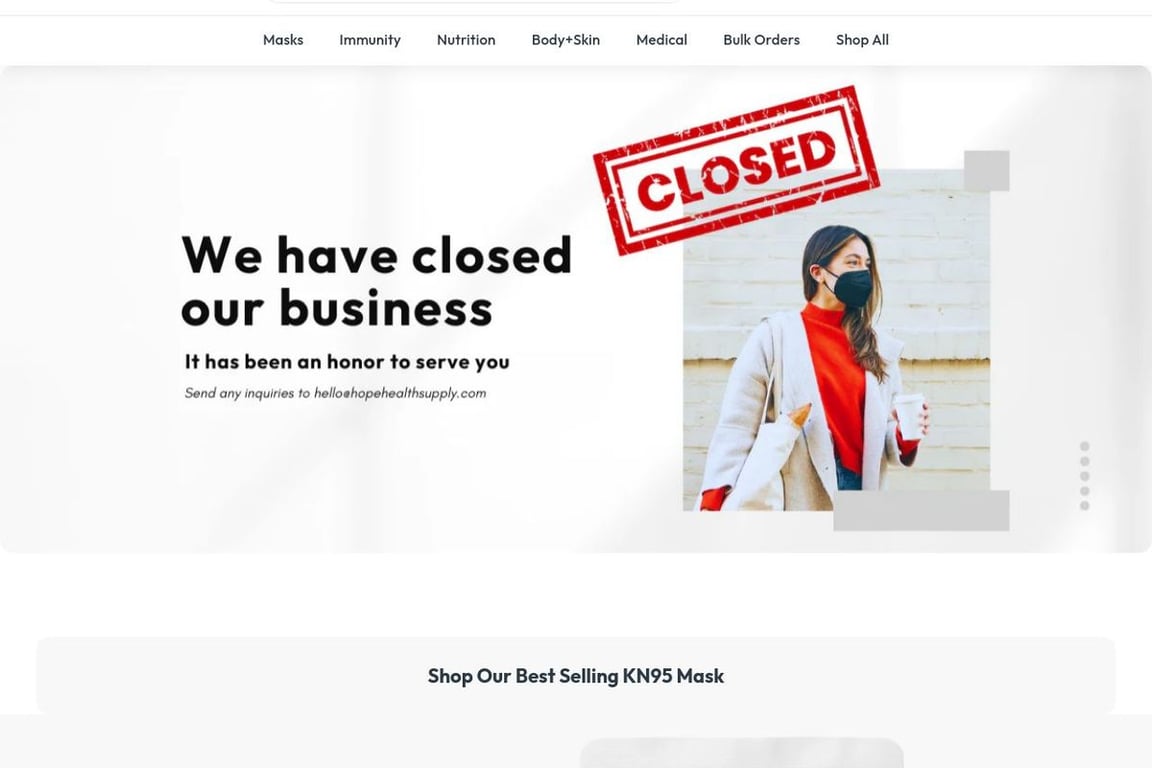 Hope Health Supply homepage