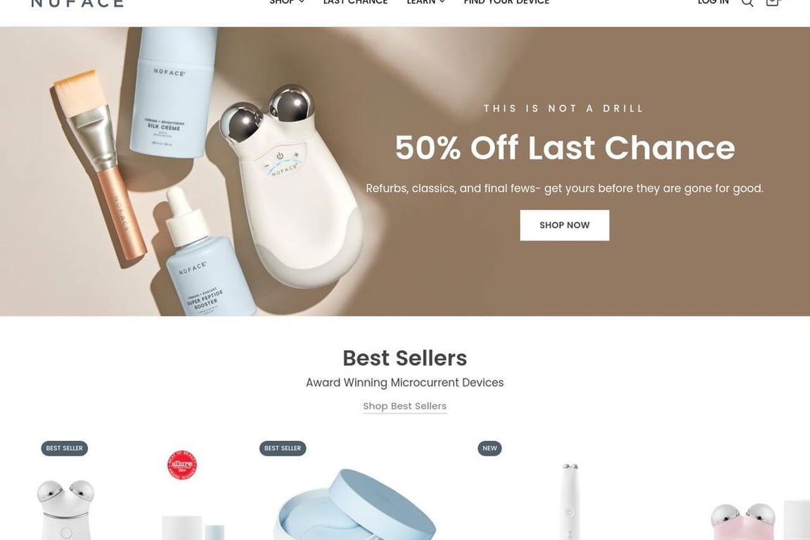 NuFace homepage