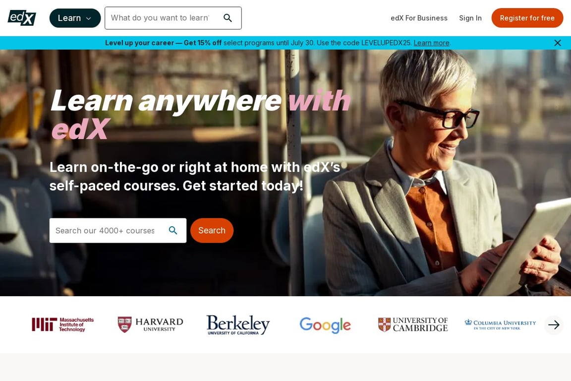 edX homepage