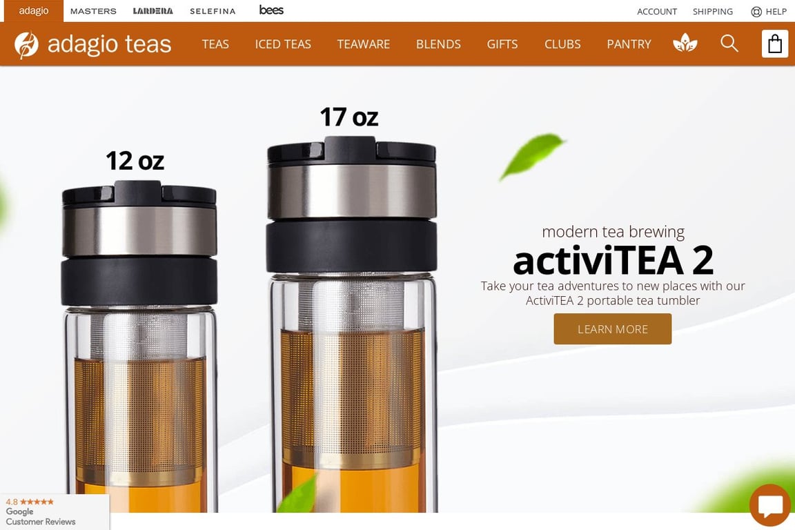 Adagio Teas homepage