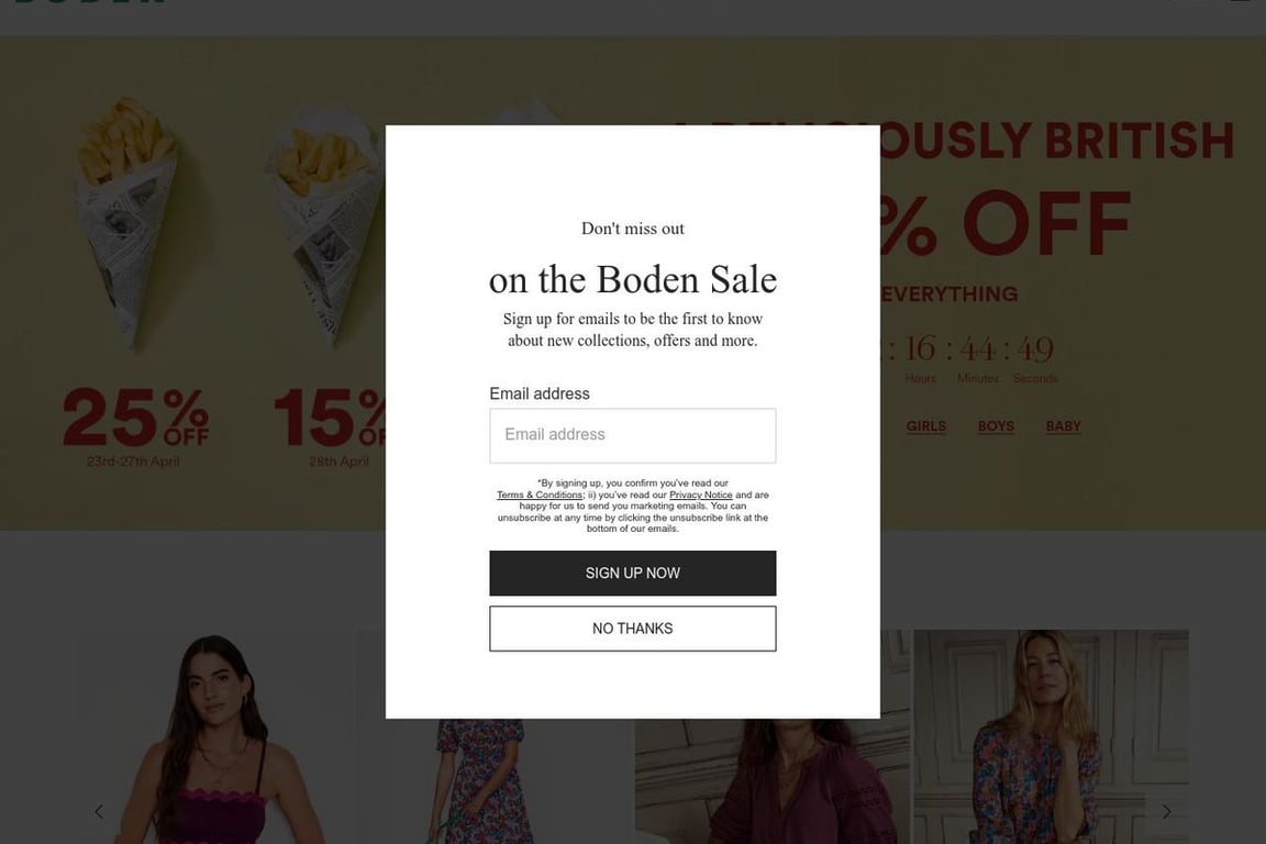 Boden USA homepage