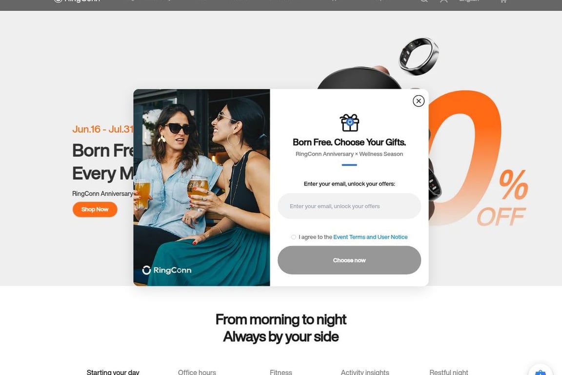 RingConn homepage