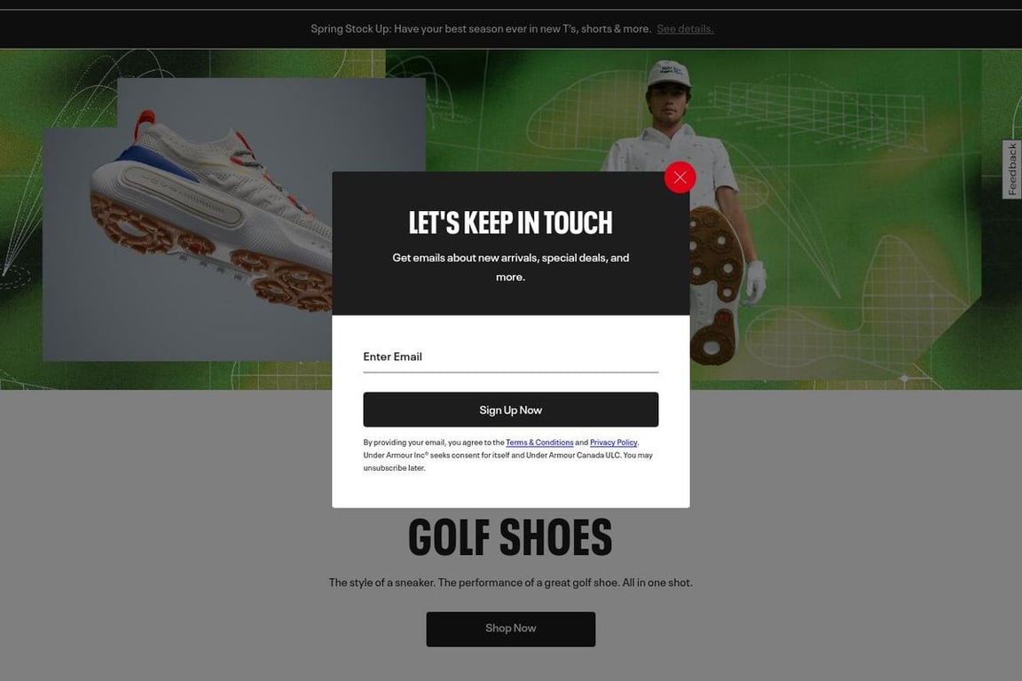Under Armour Canada homepage