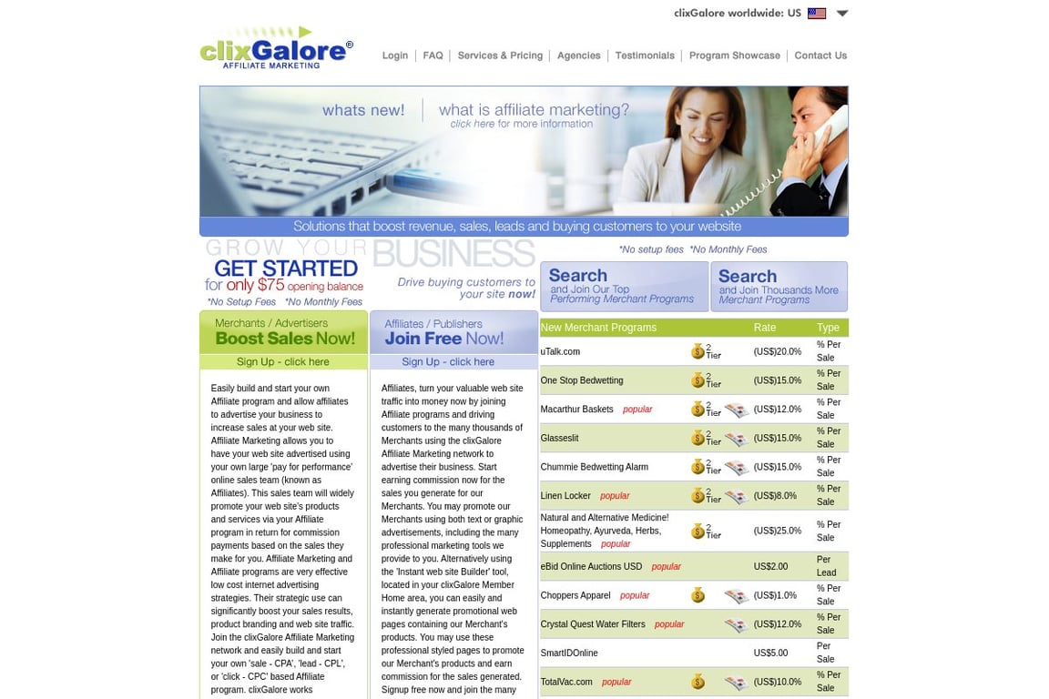 ClixGalore homepage