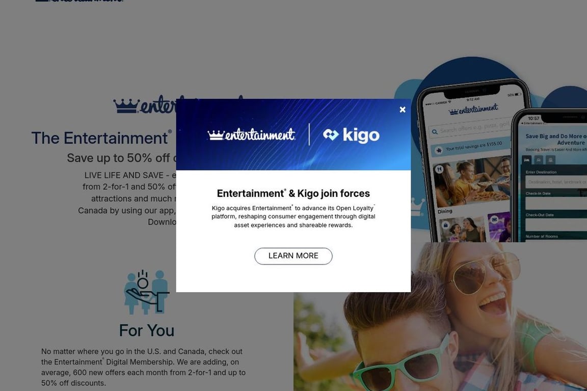 Entertainment homepage