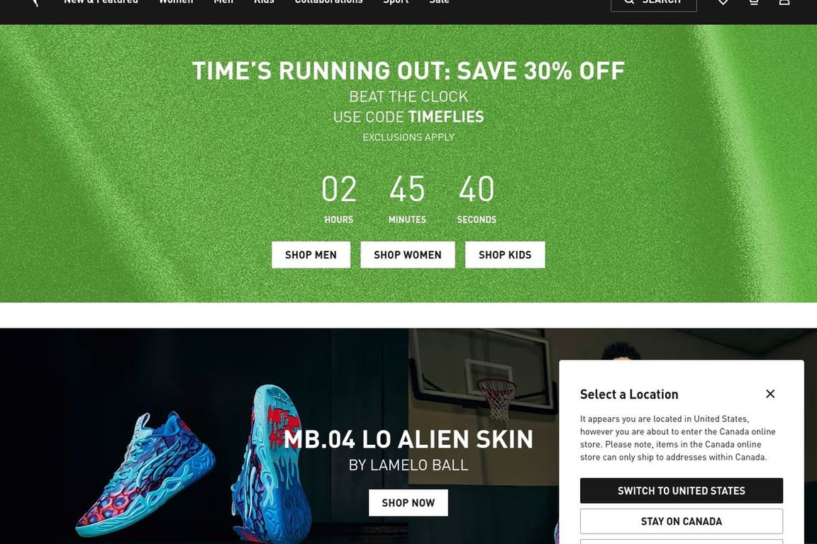 Puma CA homepage