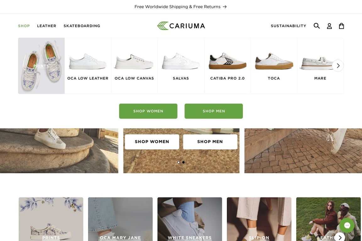 Cariuma homepage