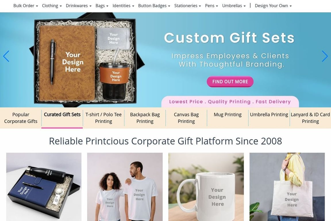 Printcious homepage