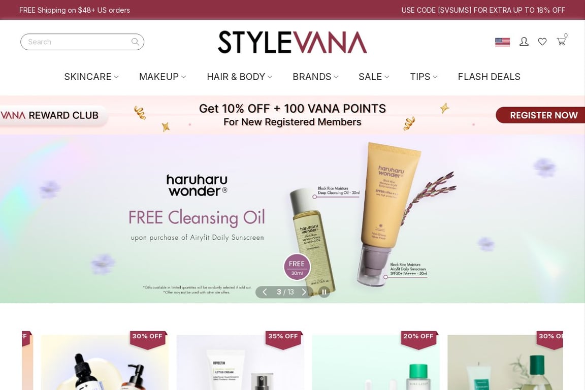 Stylevana (US) homepage